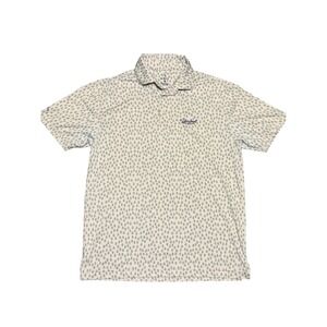 Rhoback Barstool Golf Polo Mens Medium White Green Tree Print Colorado Flag M